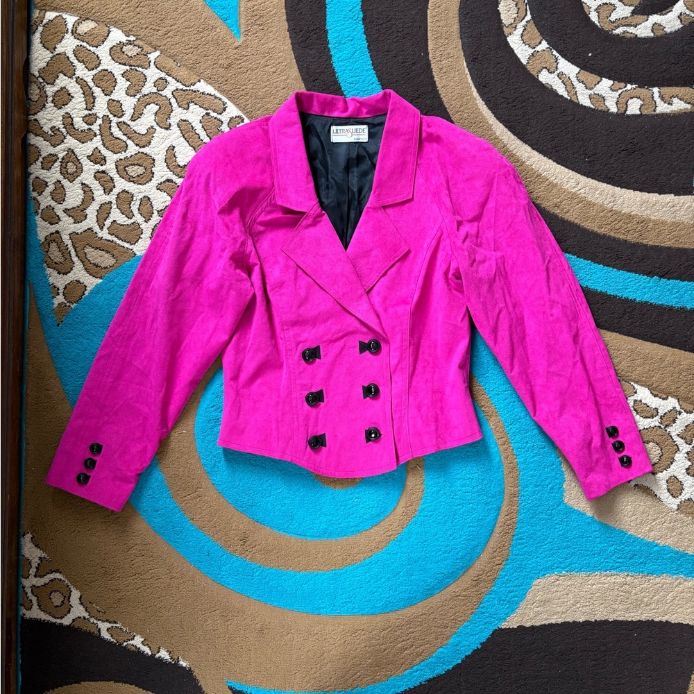 Ultra Suede Hot Pink Double-Breasted Blazer